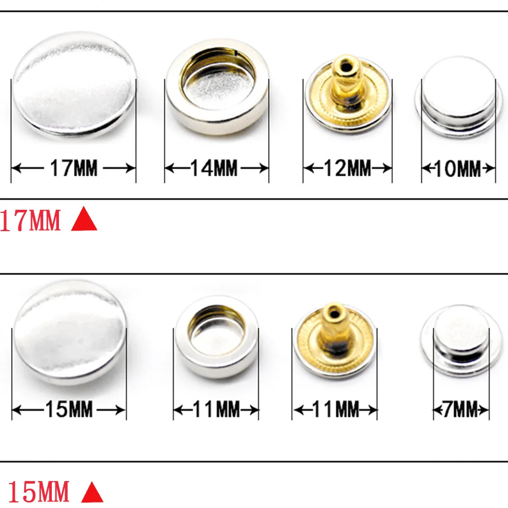 30 компл./упак. 15 мм 17 мм металлический Пресс шпильки швейная кнопка заклепка крепеж шитья кожи ремесла одежды сумки для одежды