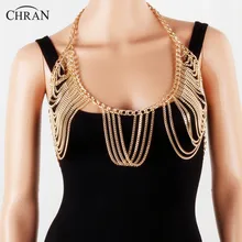 Chran New Luxury Fashion Stunning Sexy Silver Gold Tone Beach Chain Bra Slave Wear Harness Necklace Tassel Waist Jewelry