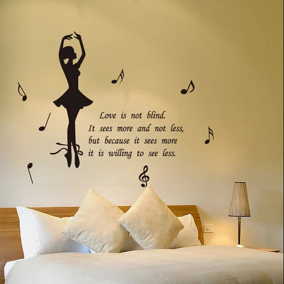 S/M/L Dancing Ballet Girl poster,music notes PVC mural