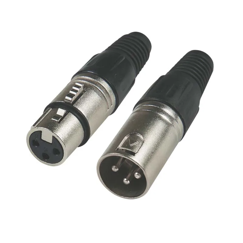 

wholesale 10 pcs/lot 3-Pole Female/Male Cannon XLR Connector Plug for Microphone Cannon Connector with 3 pin gold plated