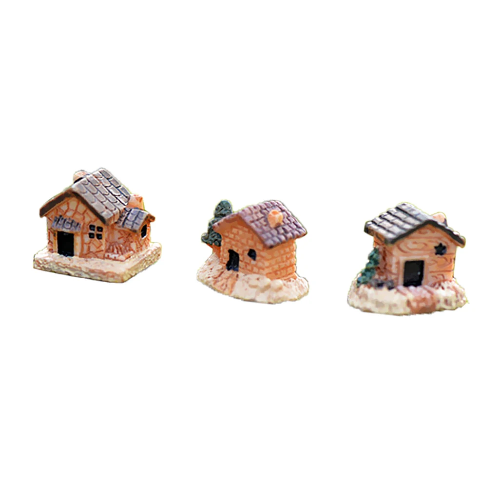 3 Piece Mini DIY Decoration Resin House Garden Flower Pot Micro Landscape For Decorated The Flowerpot