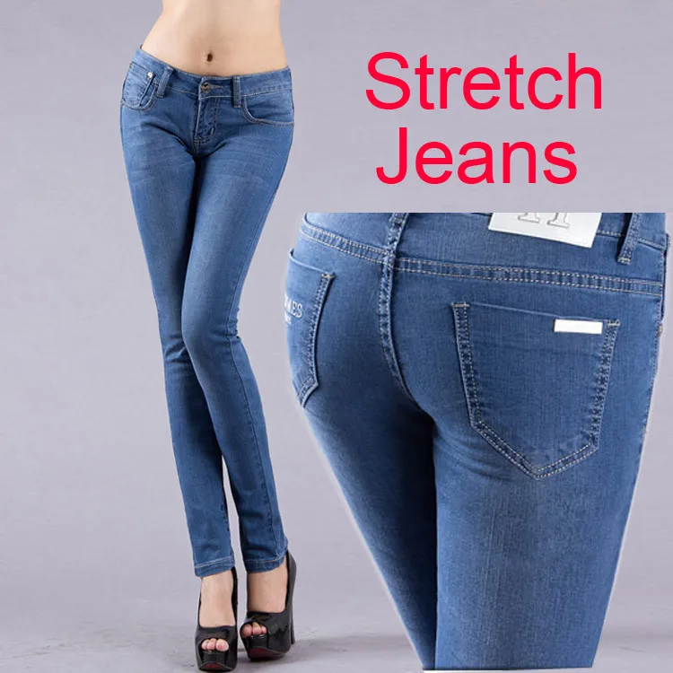 New 2015 low waist jeans woman famous brand jeans casual pants plus