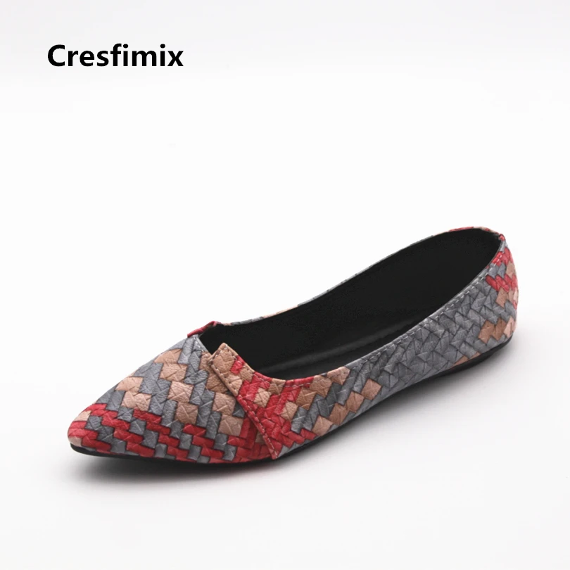 

Cresfimix zapatos de mujer women leisure street slip on flat shoes female pointed toe spring & summer flats woman's cute shoes