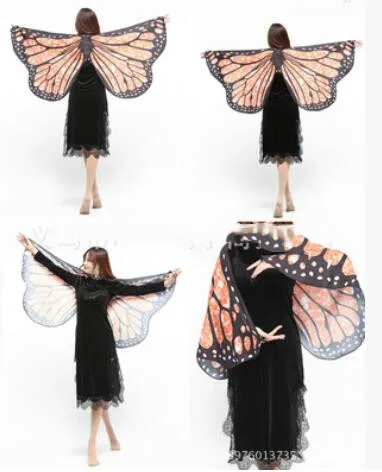 Женщины бабочки крылья Красочные Танец живота костюм аксессуар для взрослых мягкие Бабочки Монарх Крылья Новое поступление - Цвет: 2 Orange
