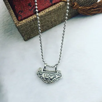 

The ancient Thai Folk Style Sterling Silver Genuine S925 silver peony lock factory direct Silver Pendant