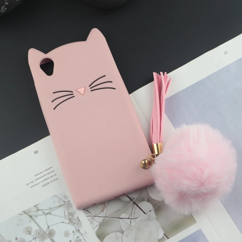 Cute 3D Cartoon Silicon Case for Sony Xperia L1 Cases Japan Glitter Beard Cat Lovely Ears Kitty Phone Cover for L1 Dual