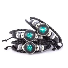 New Luminous 12 Constellation Bracelet Men Women Boys Girl 12 Constellations Lace Up Woven Leather Bracelet Charm Bracelets цена New Luminous 12 Constellation Bracelet Men Women Boys Girl 12 Constellations Lace Up Woven Leather Bracelet Charm Bracelets цены онлайн
