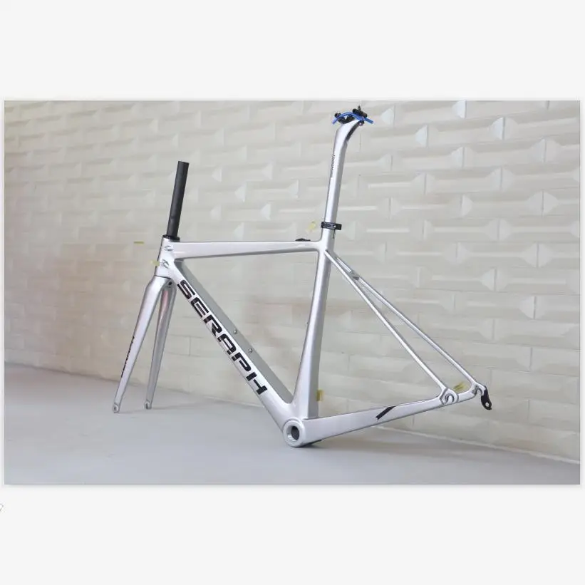 Flash Deal 2019 seraph  full carbon t1000 road bicycle frame fm686 silver color weave ud matte/glossy/accept customized design 6