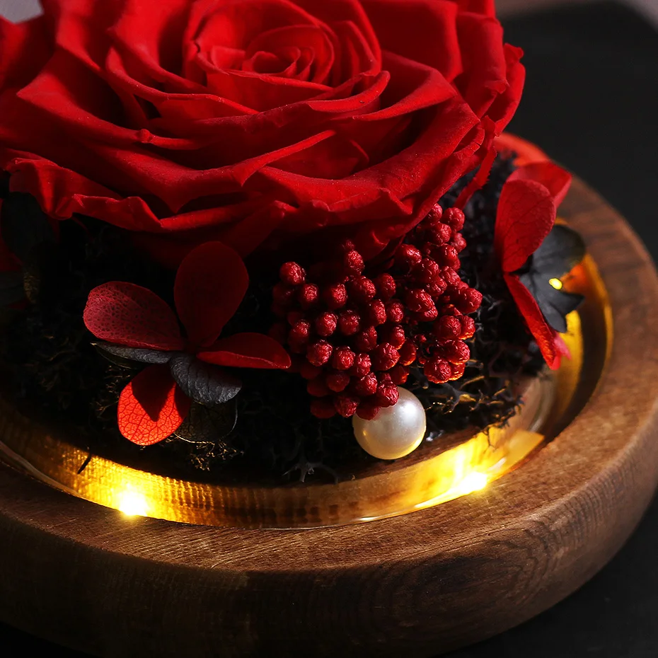 Красавица и Чудовище настоящий цветок вечные розы со стеклянной крышкой для мамы и девушки Рождество и год подарки на день рождения