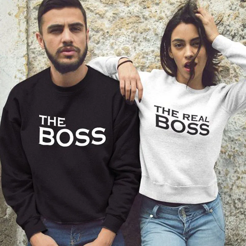 

The Boss The Real Boss Vacation Couples Sweatshirts Casual Autumn Winter Unisex Hipster Matching Couple Sweatershirt Pullover