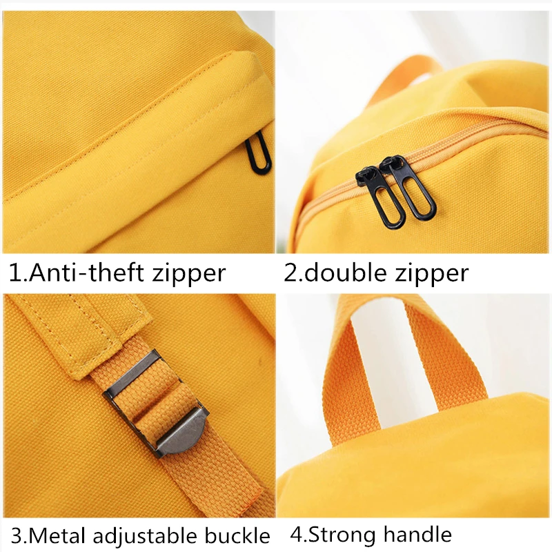  Moon Wood Women's Backpack Canvas Printed Heart Yellow Backpack Korean Style Students Travel Bag Gi - 32820576039