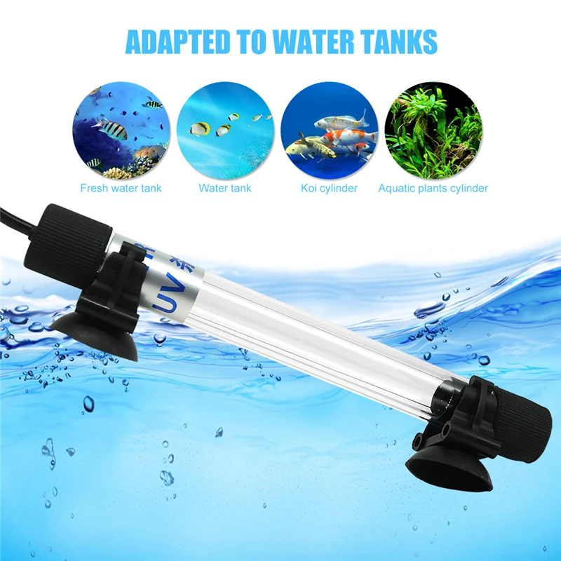 

EU US Plug Waterproof Fish Tank Lighting Ultraviolet Lamp UV Light Sterilizer Lamp Light For Aquarium Water 5W 7W 9W 11W