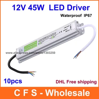 

10pcs DC Led Driver 12V 45W Waterproof Electronic CCTV Driver Transformer, 12V 3.75A Power Supply DHL Free Shipping
