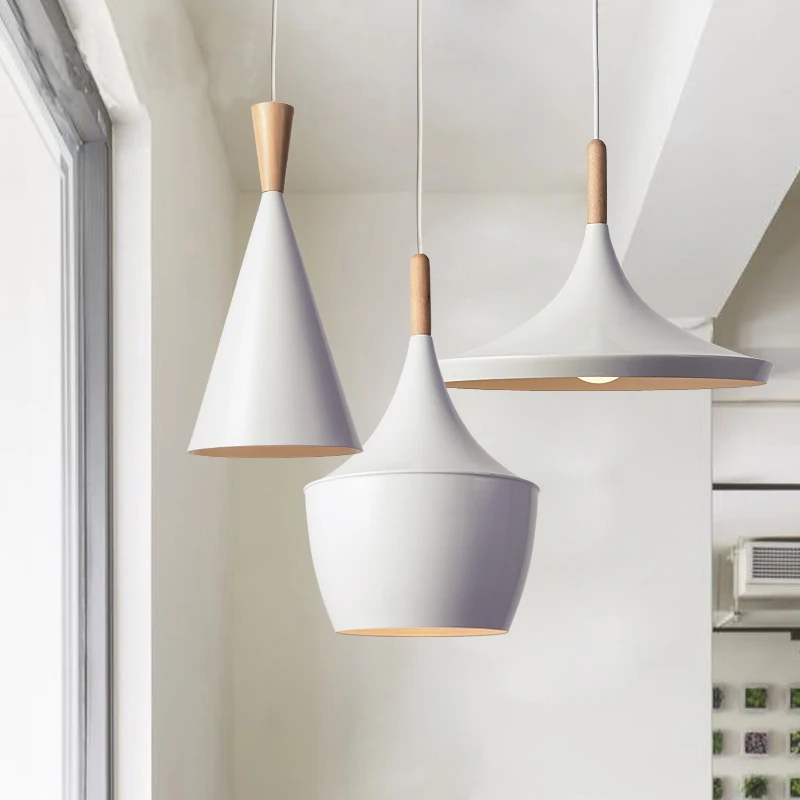 Slope Indoor lighting slope pendant lights Wood and aluminum lamp restaurant bar coffee dining room LED hanging light fixture