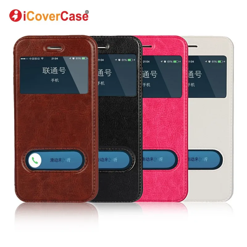 Coque for iPhone SE Cover Window View Case Flip Leather Fundas for iPhone 5 5s 6 6s Plus Huawei P8 Lite Nexus 6P Sony M4 Aqua