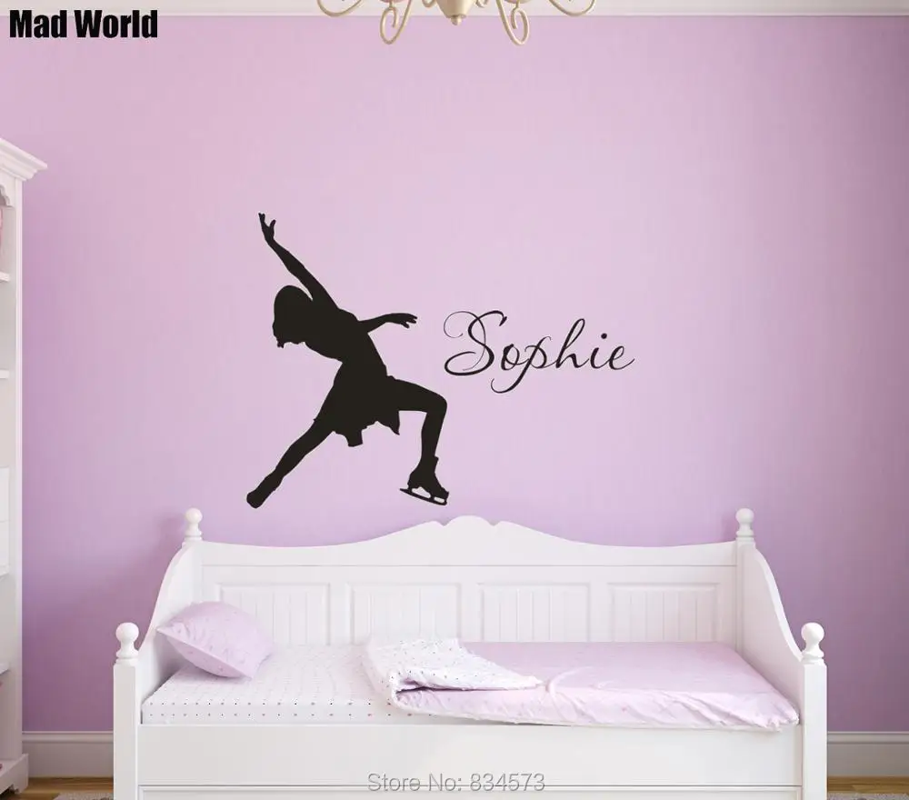 Personalized Name Figure Skaters Ice Skating Wall Art Stickers Wall