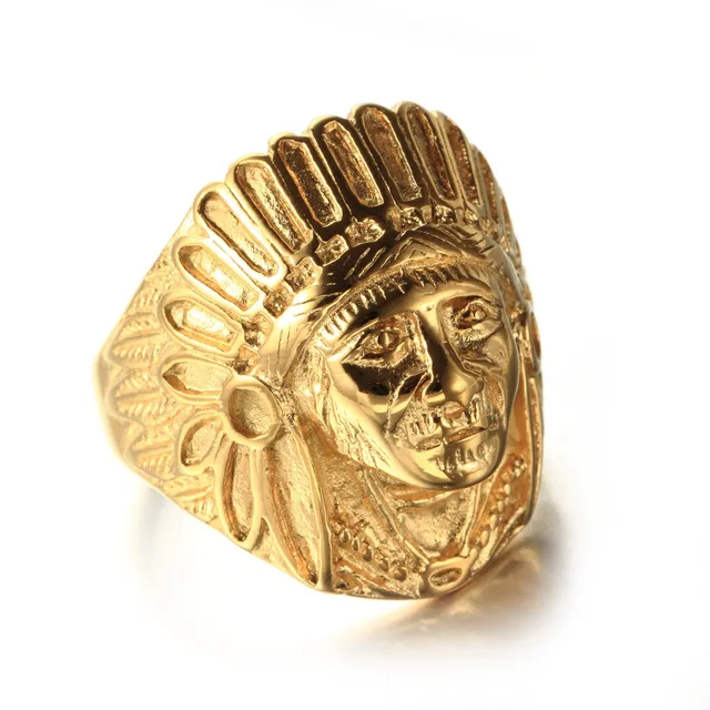 Men's Stainless Steel Rings Fashion Gold Titanium Steel Indian Ringsin