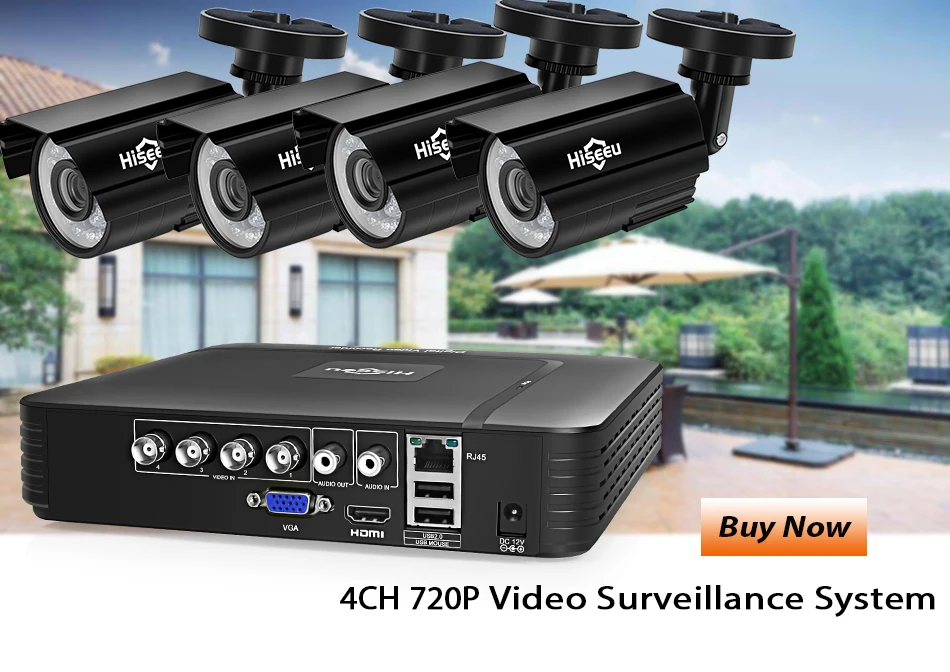 Hiseeu 4CH DVR CCTV система 2 шт камера s 2CH 1,0 MP уличная инфракрасная камера видеонаблюдения 720P HDMI AHD CCTV DVR 1200 TVL комплект видеонаблюдения