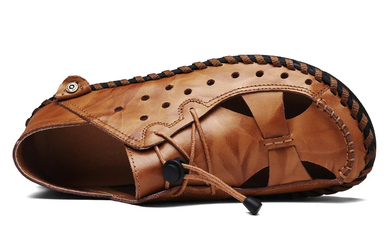 Новые повседневные мужские мягкие сандалии удобные мужские летние сандалии из натуральной кожи мужские летние пляжные сандалии в римском стиле Большие размеры 38-46