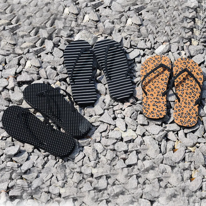 

SHUJIN women Black and white polka dot slippers fashion flat non-slip flip-flops female pu leather zapatos de mujer