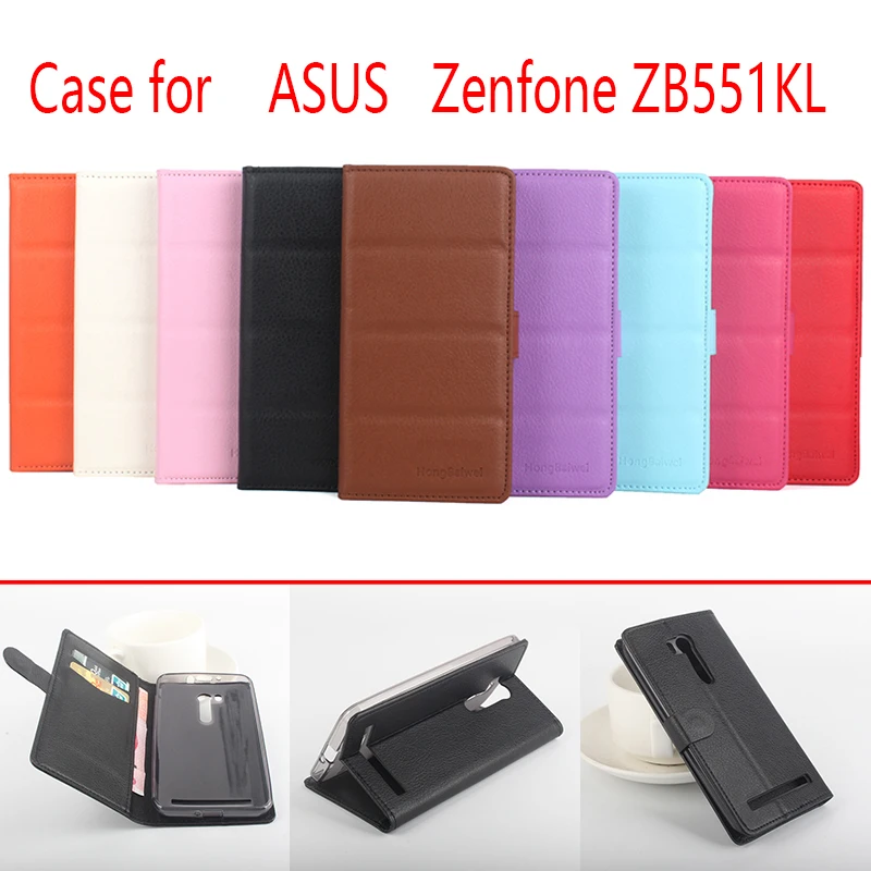 

Litchi Grain Leather Case Cover for Asus Zenfone Selfie ZD551KL Luxury Phone Bag with Wallet Stand Card