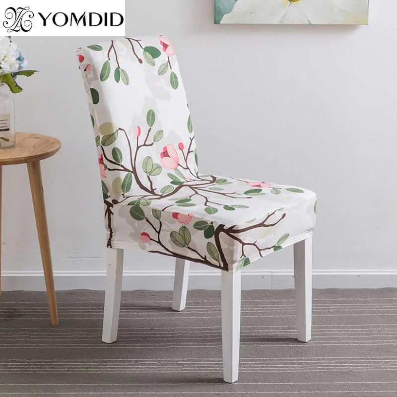 

2Pcs Floral Print Chair Cover Spandex Elastic Anti-dirty Slipcover 24 Colors Printed Stretch Removable Hotel Banquet Seat Case