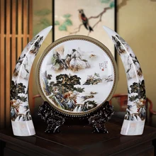 New Arrival Antique Jingdezhen Ceramic Ivory Classical Chinese Traditional Plate Modern Pastel Large Ivory