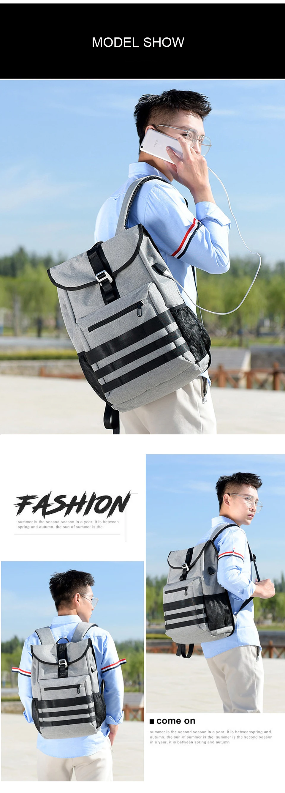 13 USB Charging Backpacks 15.6'' Laptop Backpack Canvas Men Backpacking Travel High Capacity Luggage Bag Pack Male Outdoor bagpack