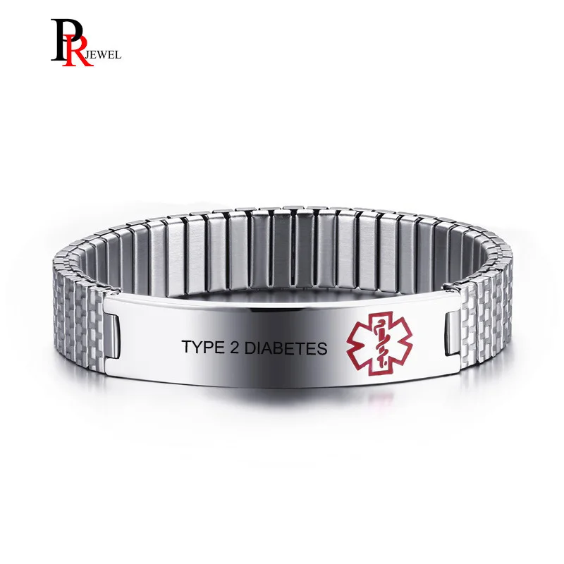 

Customized TYPE 2 DIABETES Medical Alert Bracelet Free Engrave Personalized Medical Bracelet for Men