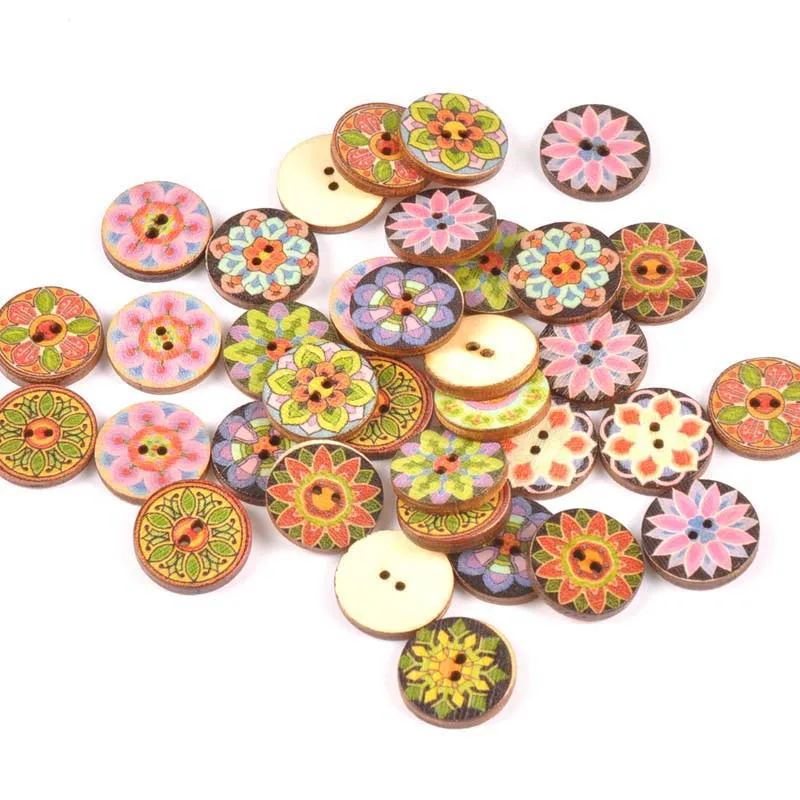 Sewing Accessories High Quality Popular Hot Sale Clothing Crafts Painted Sewing Gear Handwork 20PCS/Lot Wood Buttons - Color: 4