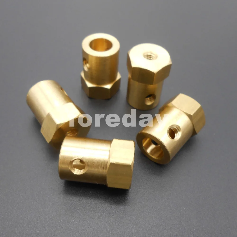 5PCS 7MM Wheel Shaft Motor Hexagonal HEX Coupling Coupler length 18mm M5 Brass + 2 spanners wrenches *FD253X5 | Обустройство дома
