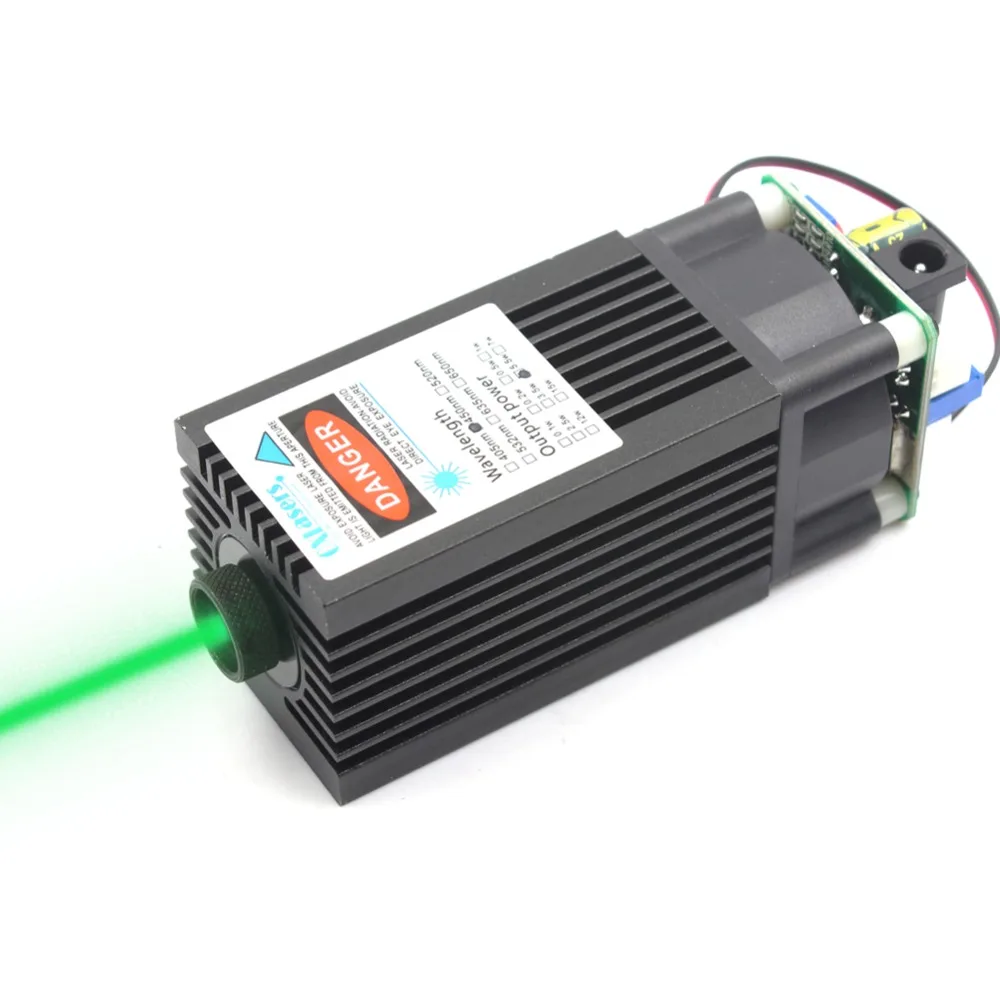 

OXLasers FOCUSABLE1000mW TTL 520nm Green laser module 1W focusable burning laser head can engrave on dark color paper 2PIN 12V