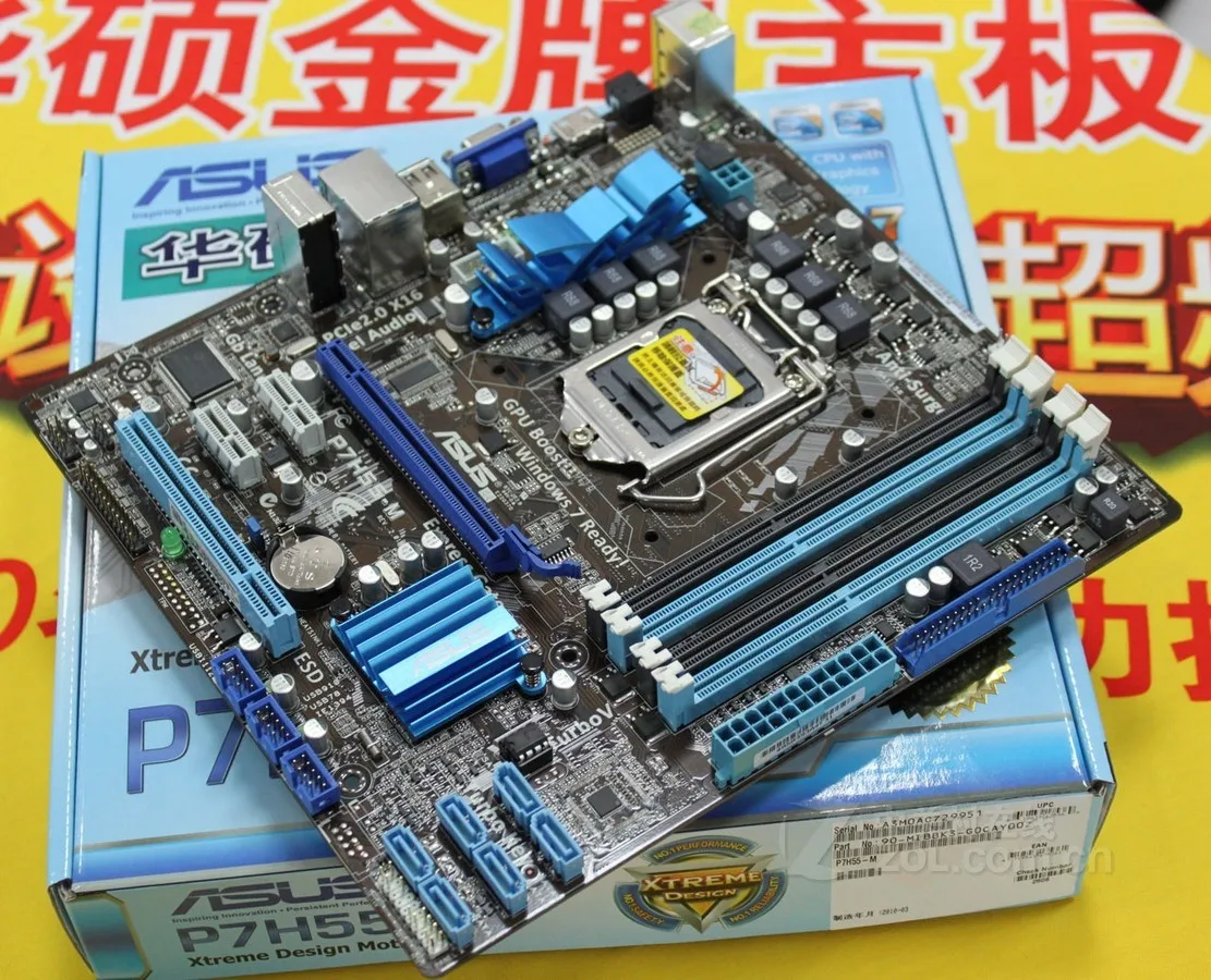 Asus P7H55-M настольная материнская плата H55 Socket LGA 1156 i3 i5 i7 DDR3 16G ATX UEFI биос оригинальная б/у материнская плата в продаже