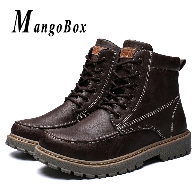 

Man Martens Boots Spring Autumn Mens Working Safety Boots Black Brown Motocycle Boots Men Comfortable Thick Sole Shoes