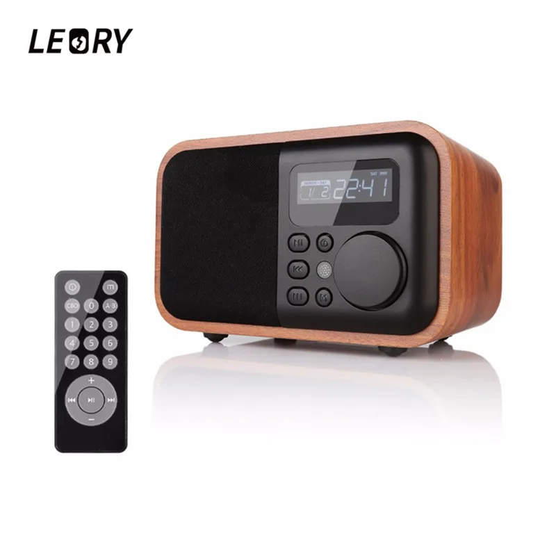 LEORY D90 беспроводной bluetooth динамик портативные деревянные колонки HIFI TWS будильник