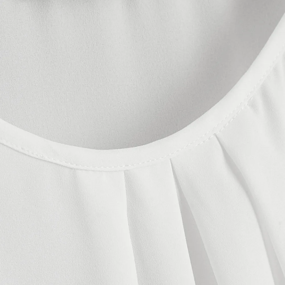 Женская шифоновая блузка без рукавов с круглым вырезом|Блузки| |