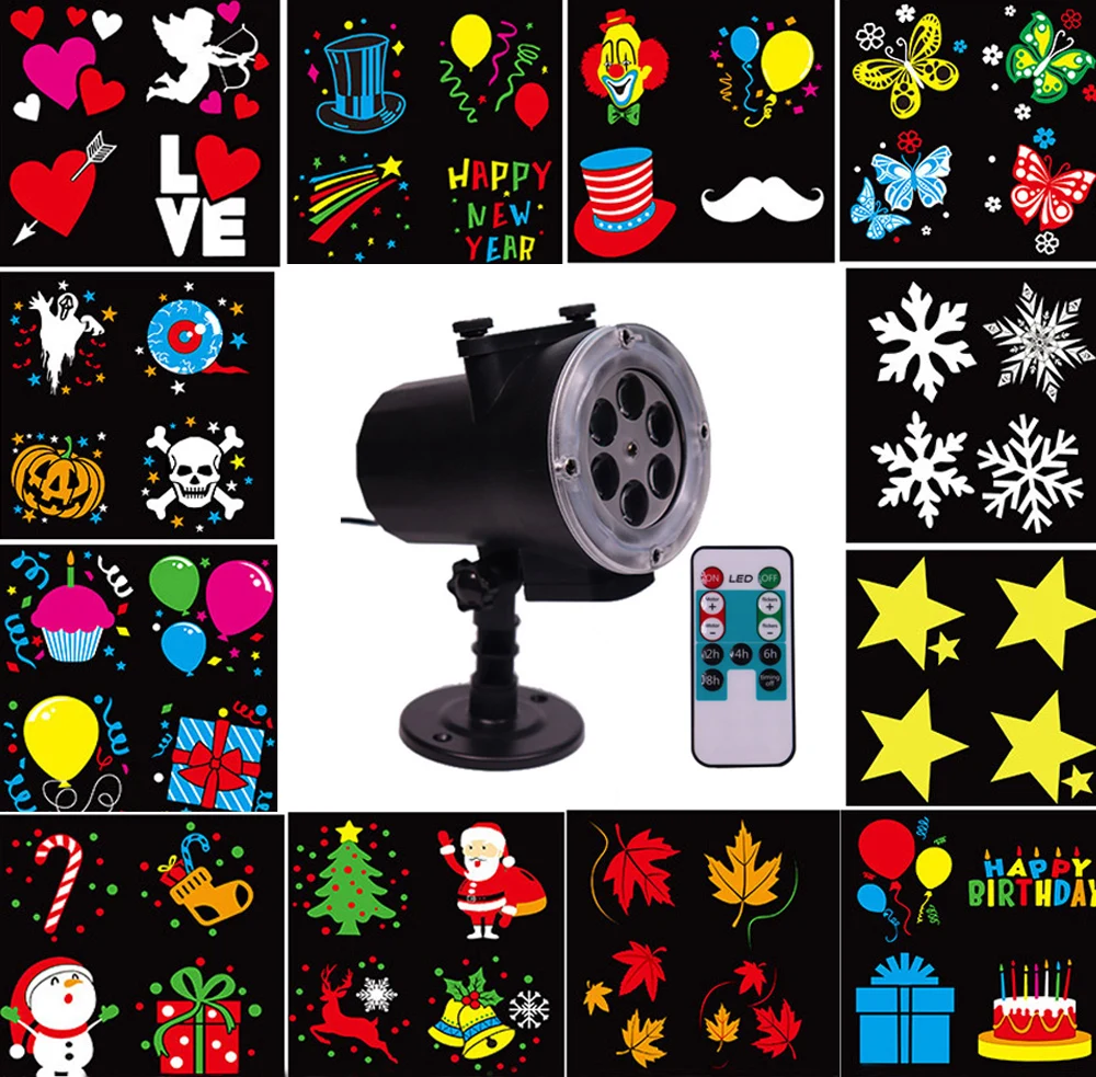 

Thrisdar 12 Pattern Christmas Snowflake Laser Projector Light Waterproof Disco Stage Light Home Garden Landscape Star Spotlight