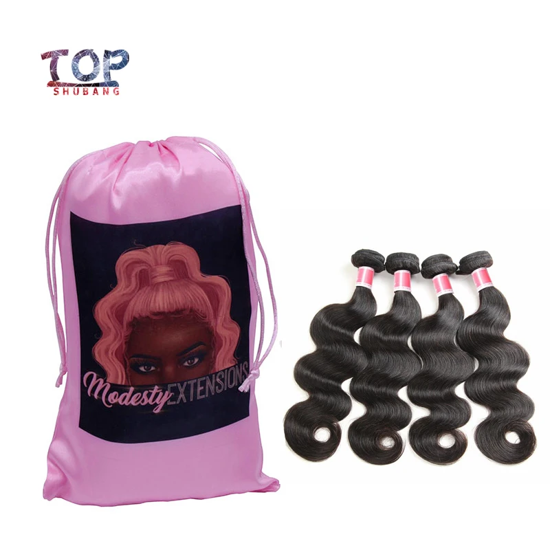 

Customized Brand Logo Bags Wig Silk Wrap Bag Custom Logo Free Design Women Extension Packaging Bag Satin Silk Hair Bag