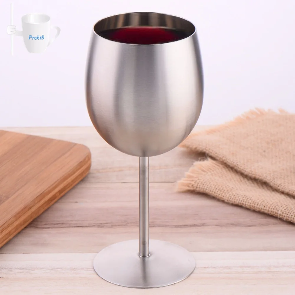 

1pcs Europe Style 300ml Wine Glass Stainless Steel Wine Goblets Champagne Glass Creative Winecup Durable Beer Drinking Ware