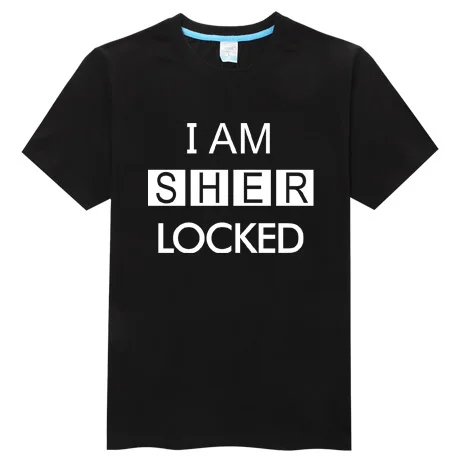 Я не "т бритье для Шерлока Холмса Футболка I AM SHER LOCKED Мужская футболка BBC sitcoms ДЕТЕКТИВНАЯ Мужская футболка для полных светящихся рубашек - Цвет: 2