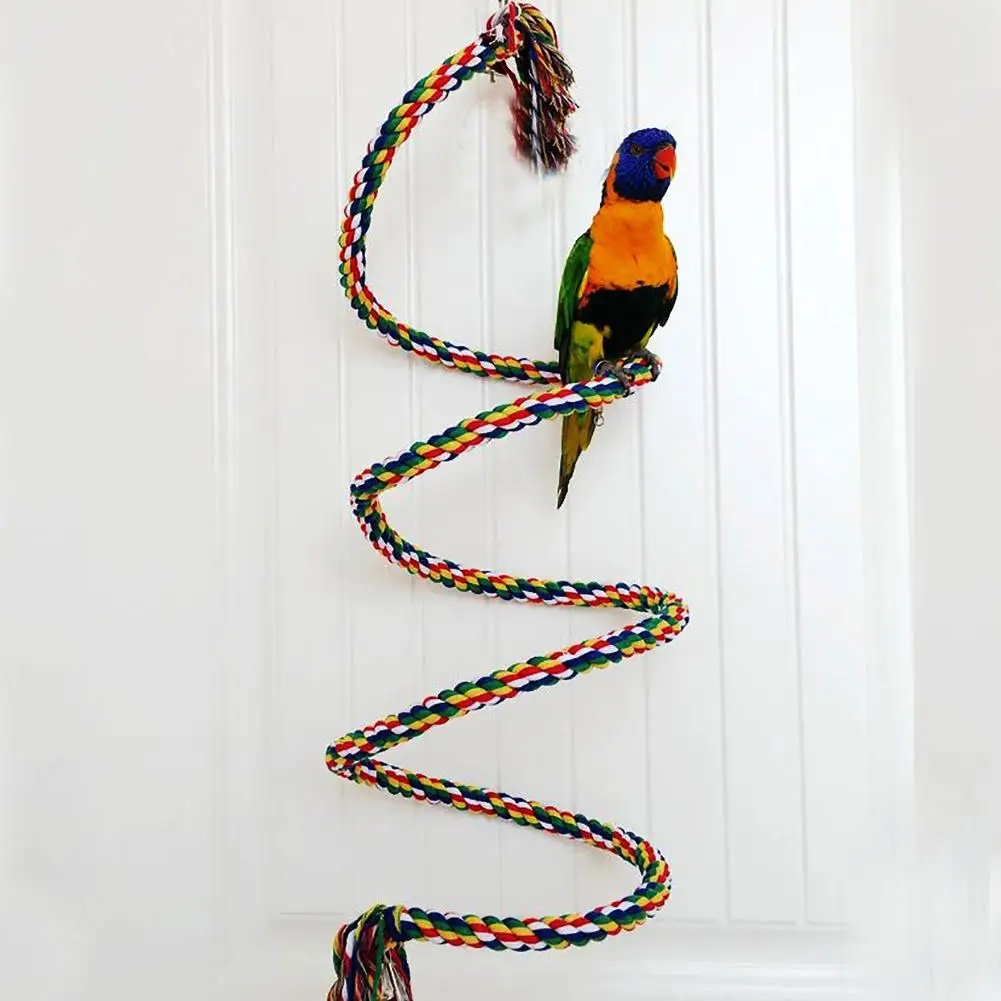 Parrots Toys Pet Bird Standing Rope Swing Exercise Rainbow Hamster