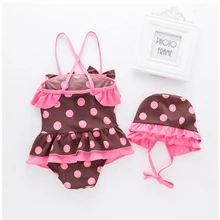 Детские костюмы для плавания, цельные купальники для девочек, купальные костюмы с рюшами для маленьких девочек, детские купальные костюмы с рюшами для детей