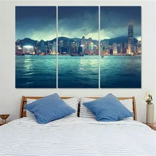 Печать HD Стены Модульная основа современный город Гонконг украшения дома холст картина плакат гостиная картины
