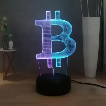 

Novelty BTC Bitcoin LED Bulb Bedside Night Light Virtual Money USB Mixed Dual 7 Color Book Light Home Decor Atmosphere Lamp Gift