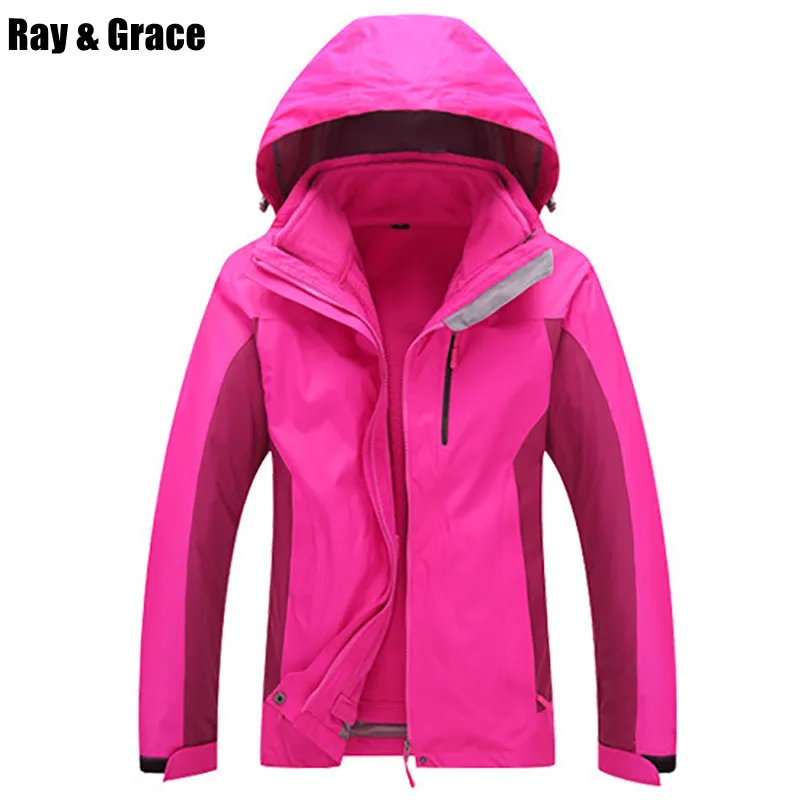 

RAY GRACE Hiking Jackets Winter Men Outdoor Waterproof Jacket Windproof Women SoftShell Jacket Travel Sports Hooded Coat