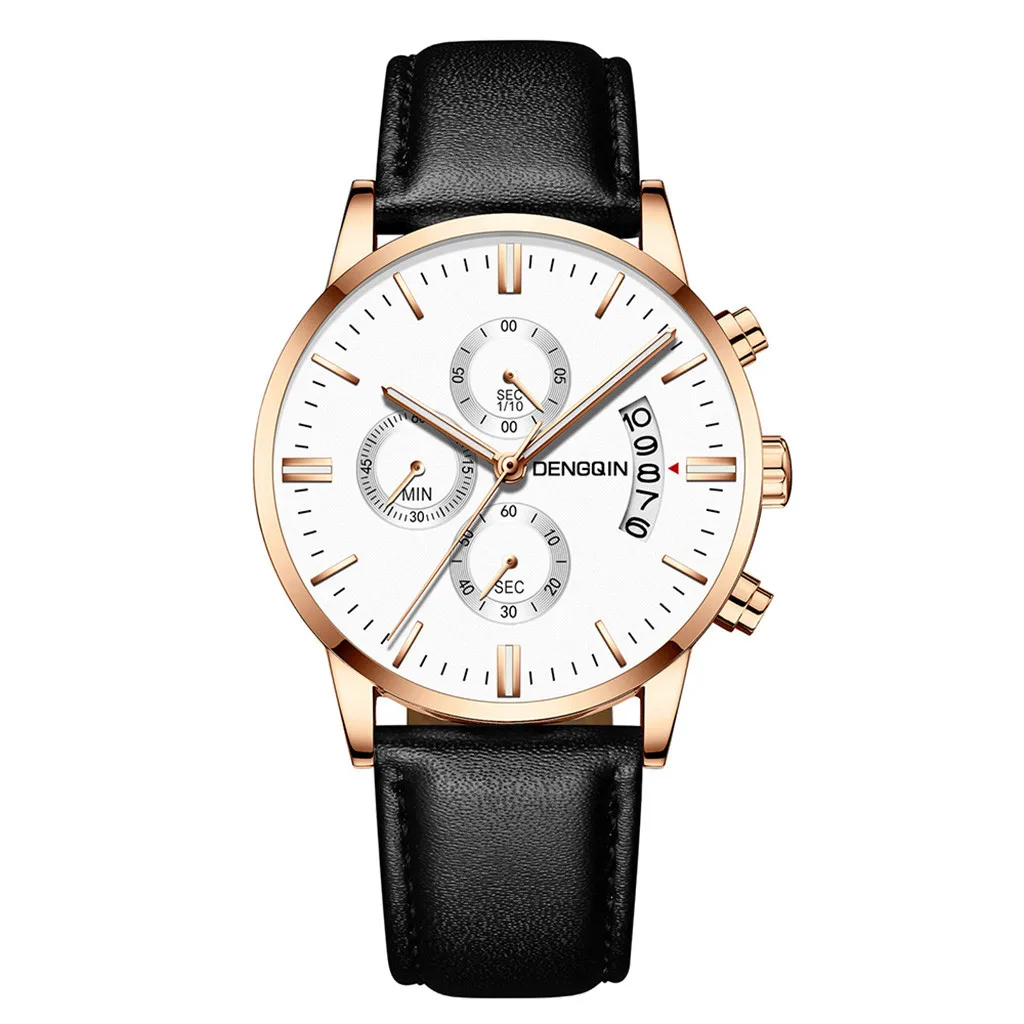 L Роскошные высококачественные мужские часы relogio masculino, кварцевые часы из нержавеющей стали с кожаным ремешком, деловые наручные часы saat - Цвет: L