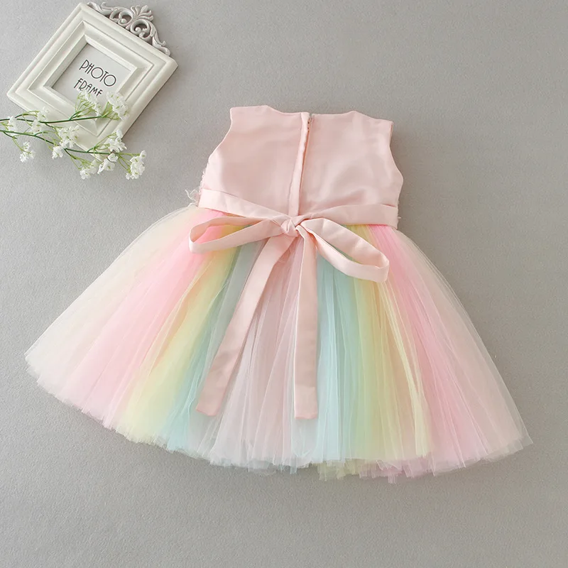  IYEAL Newborn Girls Dress for Wedding Party Baby Girl Rainbow Dresses for Toddler Girls 1 Years Bir