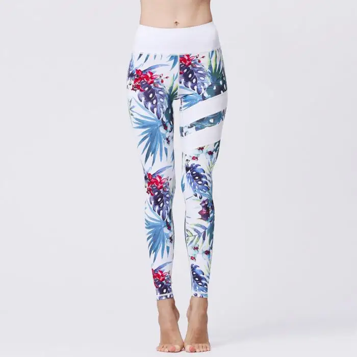 Женские штаны для йоги с цветочным принтом, высокая талия, леггинсы для фитнеса, бега, JT-Прямая поставка