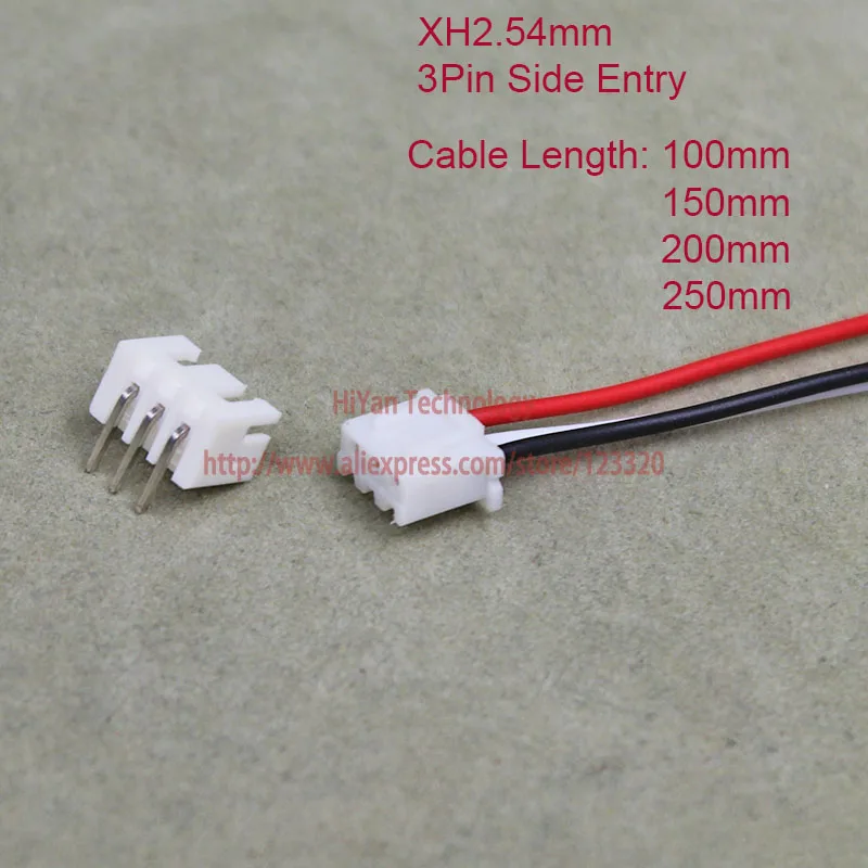 50sets XH2.54 JST 2.54mm Pitch Side Entry 3Pin Connector 100mm To 250mm with 1007 26AWG Electronic Wire Cable Pin Header | Обустройство