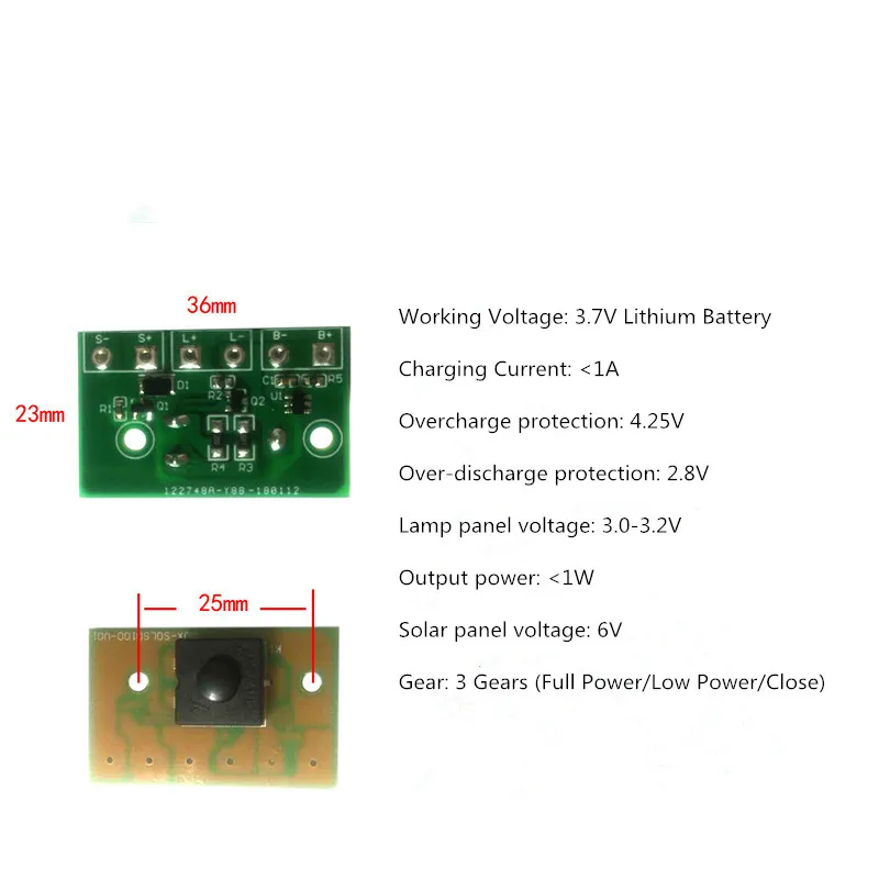 Солнечная лампа управления Лер 3.7V1A Солнечный фонарь управления Лер солнечная лужайка лампа управления доска фото-Индукционная Солнечная лампа печатная плата